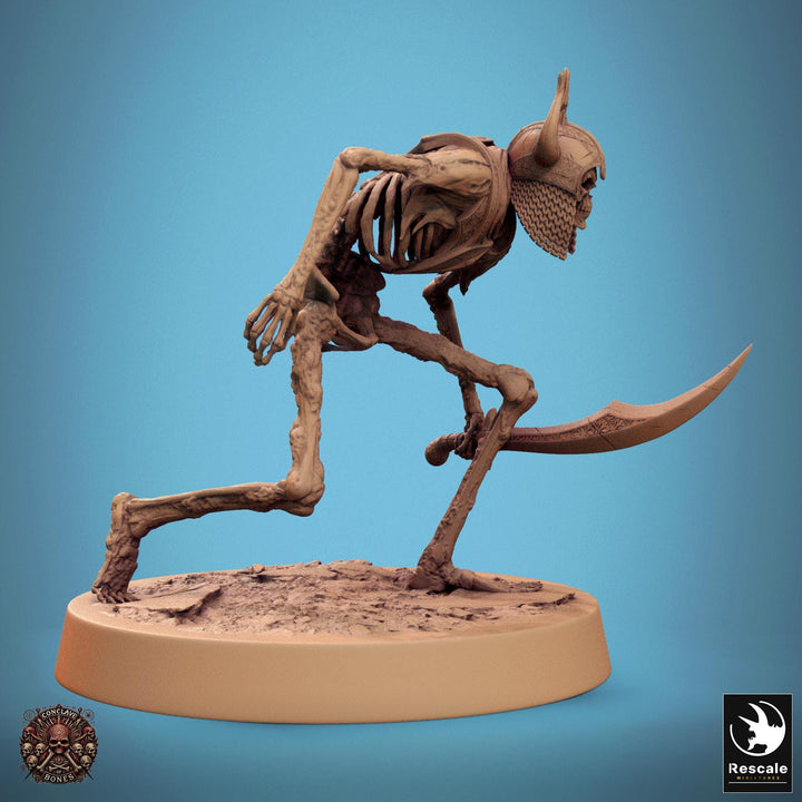 Skeleton Persian Warrior Sneaking Sword | Undead Unpainted miniature DnD | 28mm, 32mm, 54mm, 75mm,100mm | Pathfinder | Rescale Miniatures