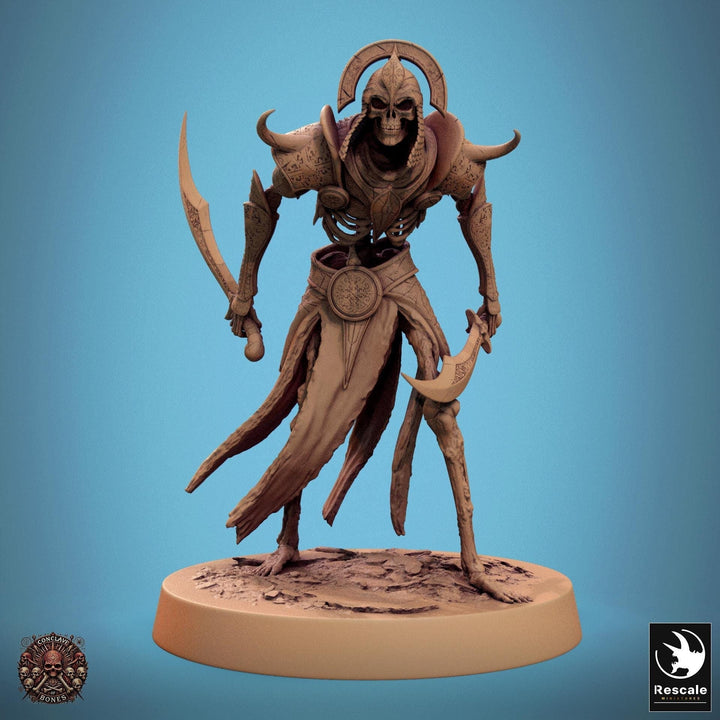 Skeleton Persian Warrior Dual Swords | Undead Unpainted miniature DnD | 28mm, 32mm, 54mm, 75mm,100mm | Pathfinder | Rescale Miniatures