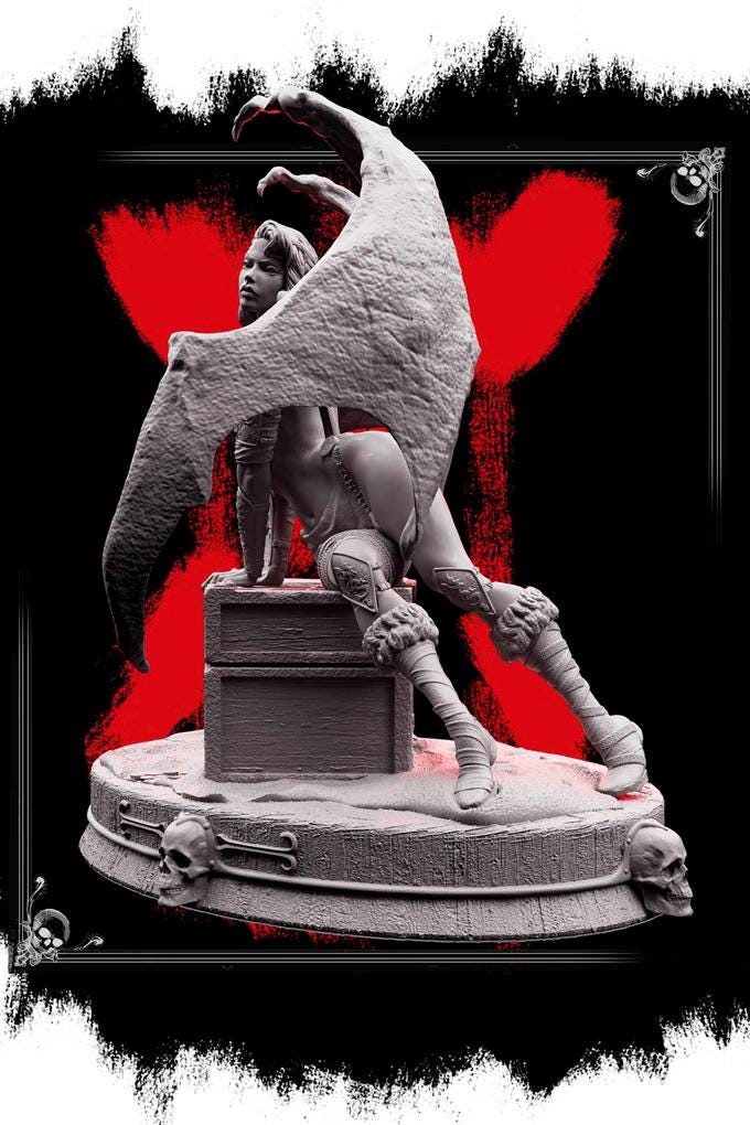 Succubus Female Demon Guarding Treasure Chest NPC also NSFW (topless) | 28mm,32mm,54mm,75mm,100mm Scales | Dungeons &amp; Dragons 5e |Pathfinder