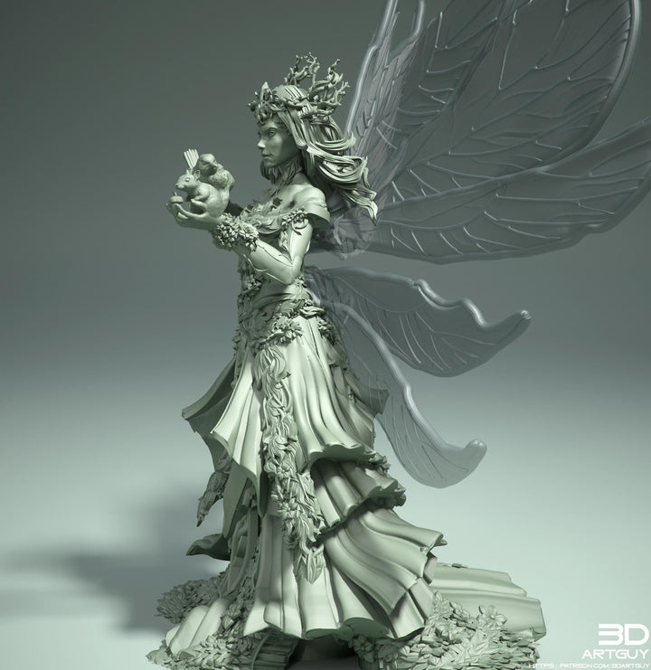 Fairy Queen, Fey Fairy Winged Female Druid PC or NPC D&amp;D 5e | 28mm, 32mm,54mm,75mm, 100mm Scales | Dungeons and Dragons | Pathfinder |