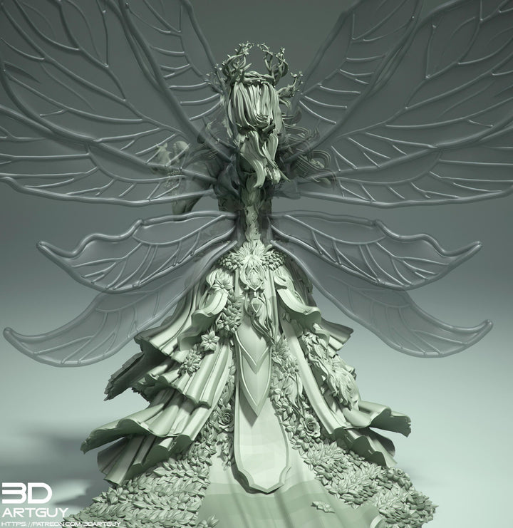 Fairy Queen, Fey Fairy Winged Female Druid PC or NPC D&amp;D 5e | 28mm, 32mm,54mm,75mm, 100mm Scales | Dungeons and Dragons | Pathfinder |