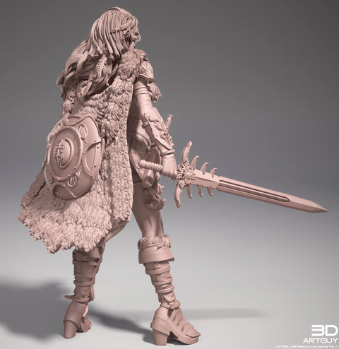 Female Legendary Fighter Battlemaster Barbarian PC or NPC | 28mm, 32mm Scales also 50mm and 100mm | Dungeons and Dragons | Pathfinder |