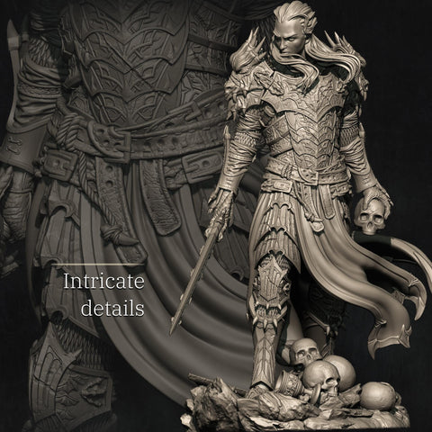 Fighter, Paladin, Oathbreaker PC / NPC Unpainted Miniature | 28mm,32mm,54mm,75mm,100mm,140mm Scales | Dungeons & Dragons 5e | NERIKSON