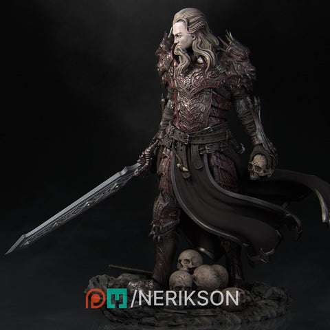 Fighter, Paladin, Oathbreaker PC / NPC Unpainted Miniature | 28mm,32mm,54mm,75mm,100mm,140mm Scales | Dungeons & Dragons 5e | NERIKSON