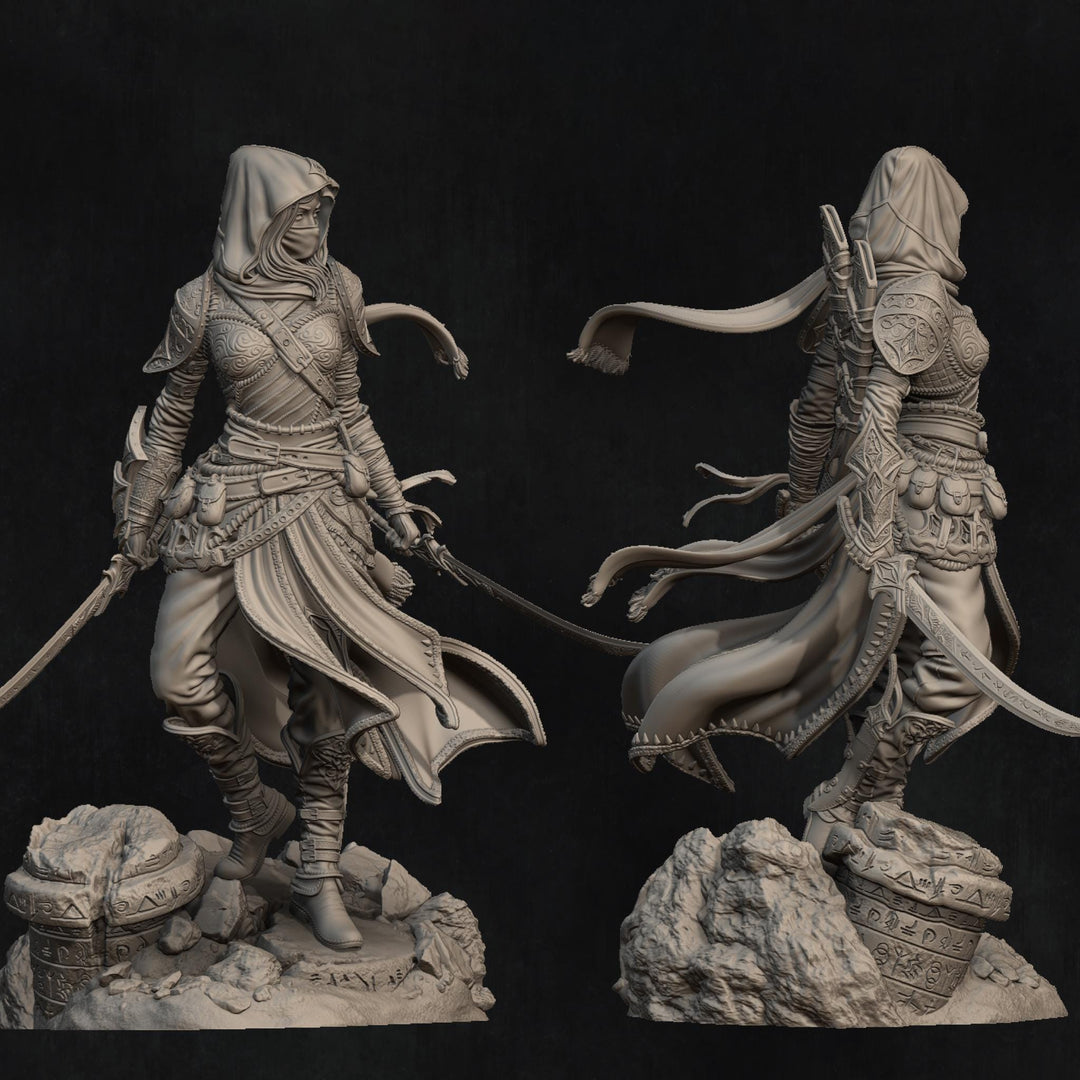 Human Female Rogue, Assassin, also No Mask PC / NPC DnD, Unpainted | 28mm,32mm,54mm,75mm,100mm,140mm |Dungeons &amp; Dragons Pathfinder|NERIKSON