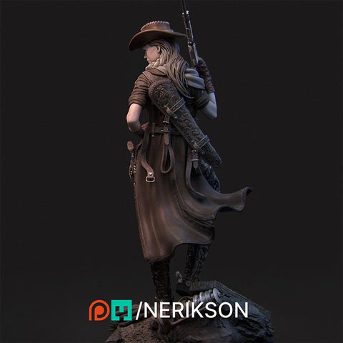Human Female Gunslinger Fighter PC / NPC Unpainted Miniature| 28mm,32mm,54mm,75mm,100mm,140mm Scales | Pathfinder DnD Figurine | NERIKSON