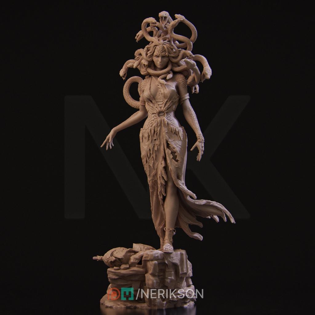 Medusa Monstrosity D&amp;D Monster Unpainted Miniature | 28mm, 32mm, 54mm,75mm, 100mm, 140mm Scales | Dungeons and Dragons Pathfinder | NERIKSON