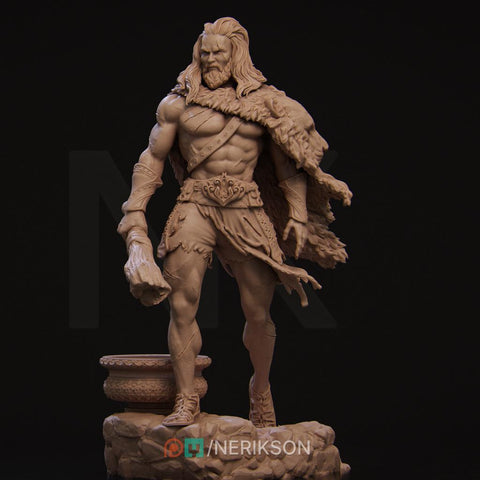 Human Barbarian, Heracles PC / NPC Unpainted Miniature | 28mm,32mm,54mm,75mm,100mm,140mm Scales | Dungeons and Dragons Pathfinder | NERIKSON