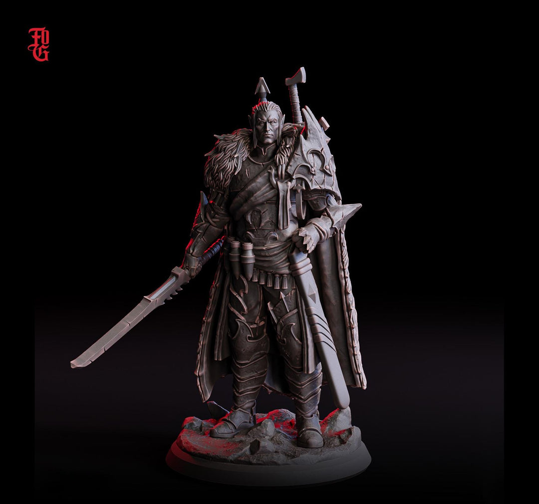 Elf, Half-Elf Paladin Fighter PC / NPC | 28mm, 32mm,54mm,75mm,100mm Scales | Player Character Mini D&amp;D 5e Pathfinder Figurine |Flesh of Gods