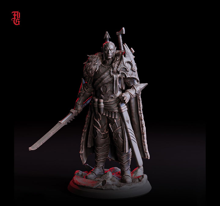 Elf, Half-Elf Paladin Fighter PC / NPC | 28mm, 32mm,54mm,75mm,100mm Scales | Player Character Mini D&amp;D 5e Pathfinder Figurine |Flesh of Gods