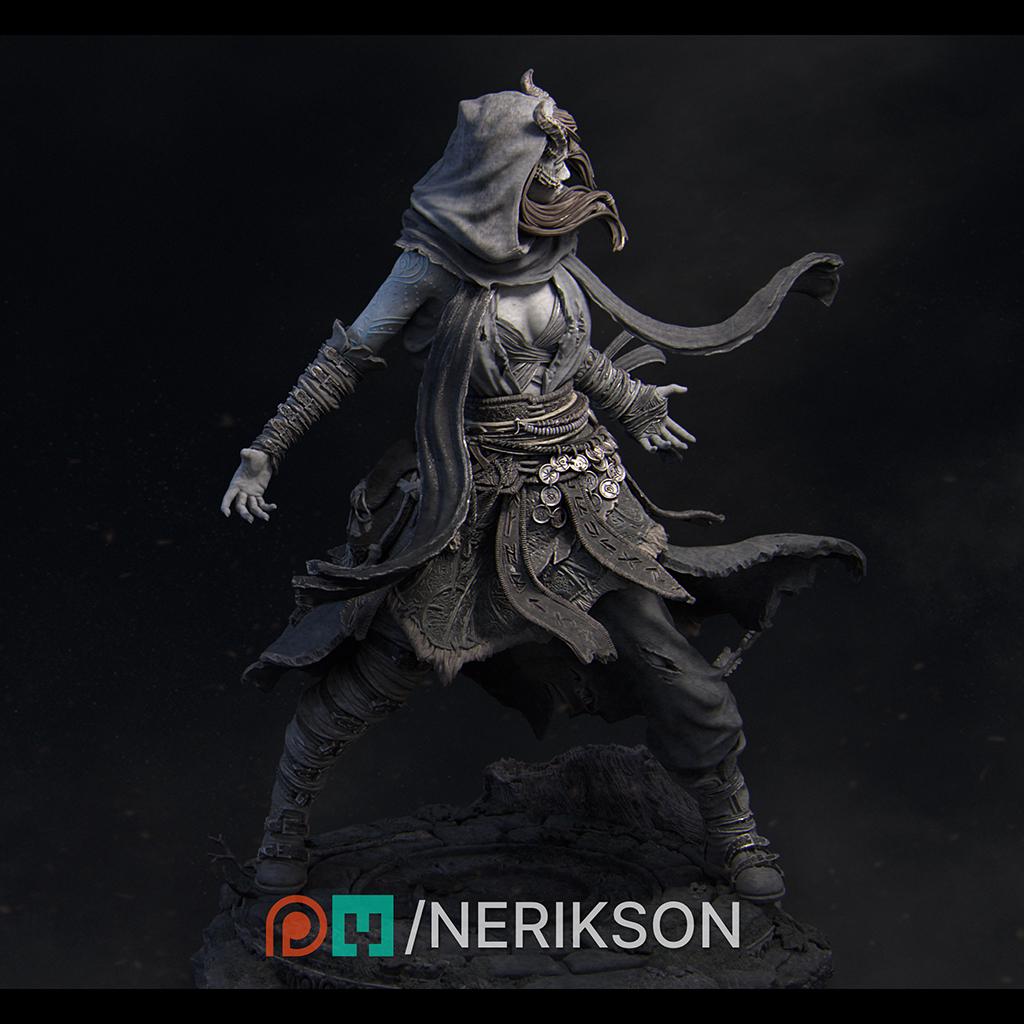 Female Tiefling Wild Magic Sorcerer UNPAIINTED Miniature | 28mm, 32mm,54mm,75mm,100mm,140mm Scales | Dungeons &amp; Dragons 5E | NERIKSON