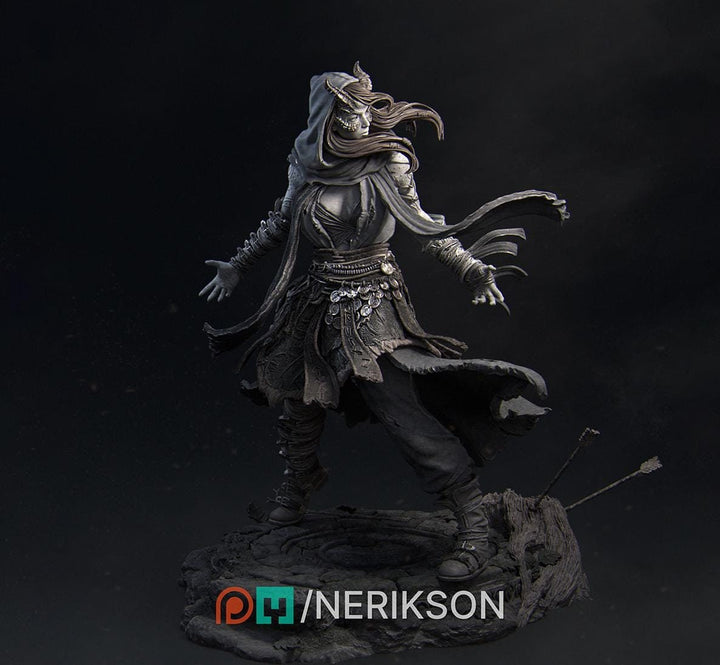Female Tiefling Wild Magic Sorcerer UNPAIINTED Miniature | 28mm, 32mm,54mm,75mm,100mm,140mm Scales | Dungeons &amp; Dragons 5E | NERIKSON