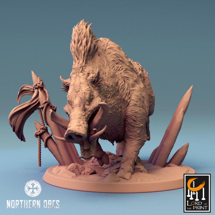 Wild Boar and Giant Boar Miniatures | Dungeons and Dragons 5e | 28mm,32mm, 54mm, 75mm, 100mm Scale | Pathfinder | Rescale miniatures