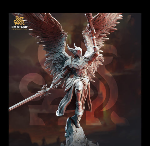 Human Winged Paladin, Angel Fighter Sword | Miniature | 28mm, 32mm, 54mm,75mm, 100mm Scales | Pathfinder Figure | DnD | Figurine unpainted |