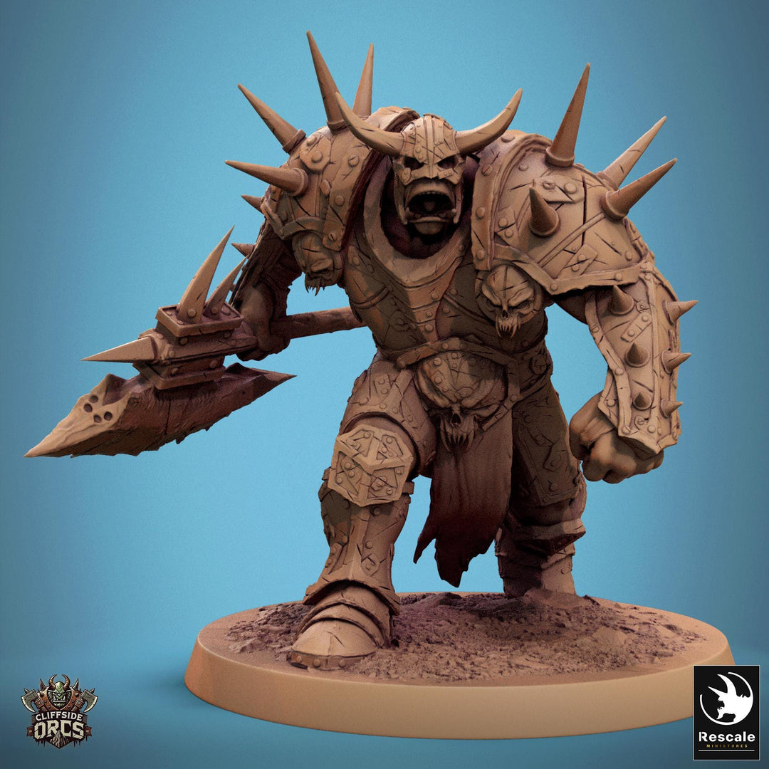 Orc Fighter Barbarian Battle Axe, Half-Orc | Scales: 28mm,32mm ,,54mm,75mm,100mm Megaboss | Dungeons & Dragons 5e |Pathfinder