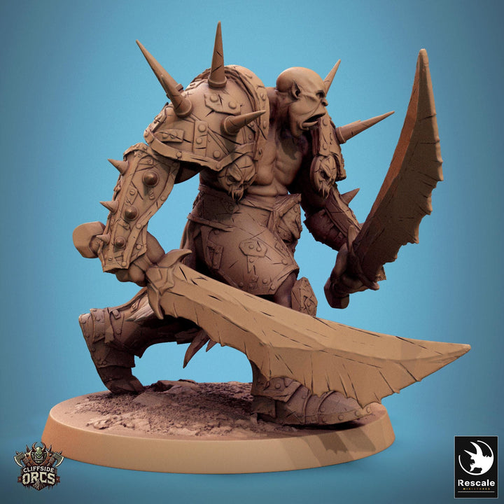 Orc Fighter Barbarian Dual Swords, Half-Orc | Scales: 28mm,32mm ,,54mm,75mm,100mm Megaboss | Dungeons &amp; Dragons 5e |Pathfinder