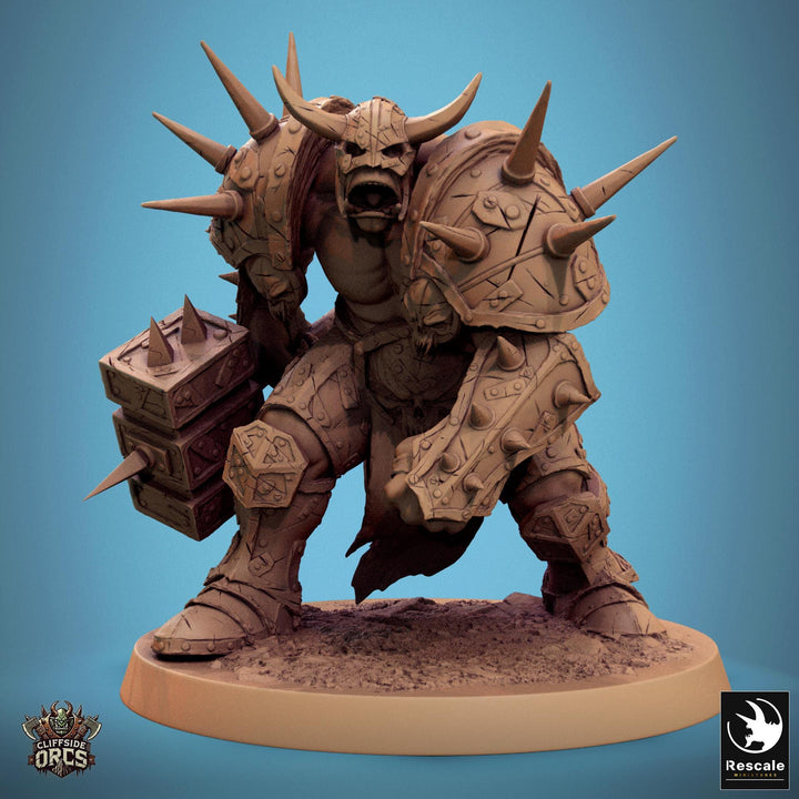 Orc Fighter Barbarian Battle Hammer, Half-Orc | Unpainted Scales: 28mm,32mm ,,54mm,75mm,100mm Megaboss | Dungeons &amp; Dragons 5e |Pathfinder