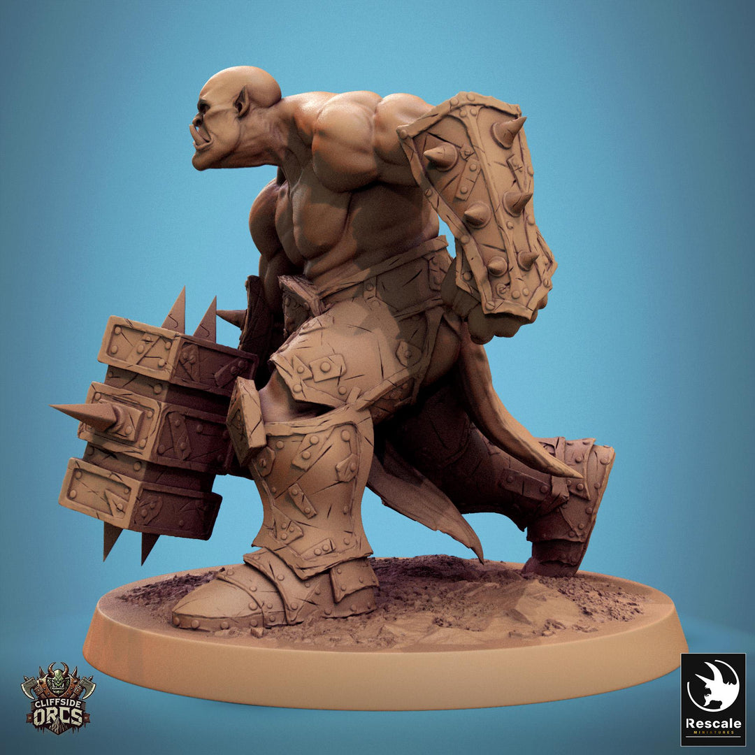 Orc Fighter Barbarian Battle Hammer, Half-Orc | Unpainted Scales: 28mm,32mm ,,54mm,75mm,100mm Megaboss | Dungeons &amp; Dragons 5e |Pathfinder