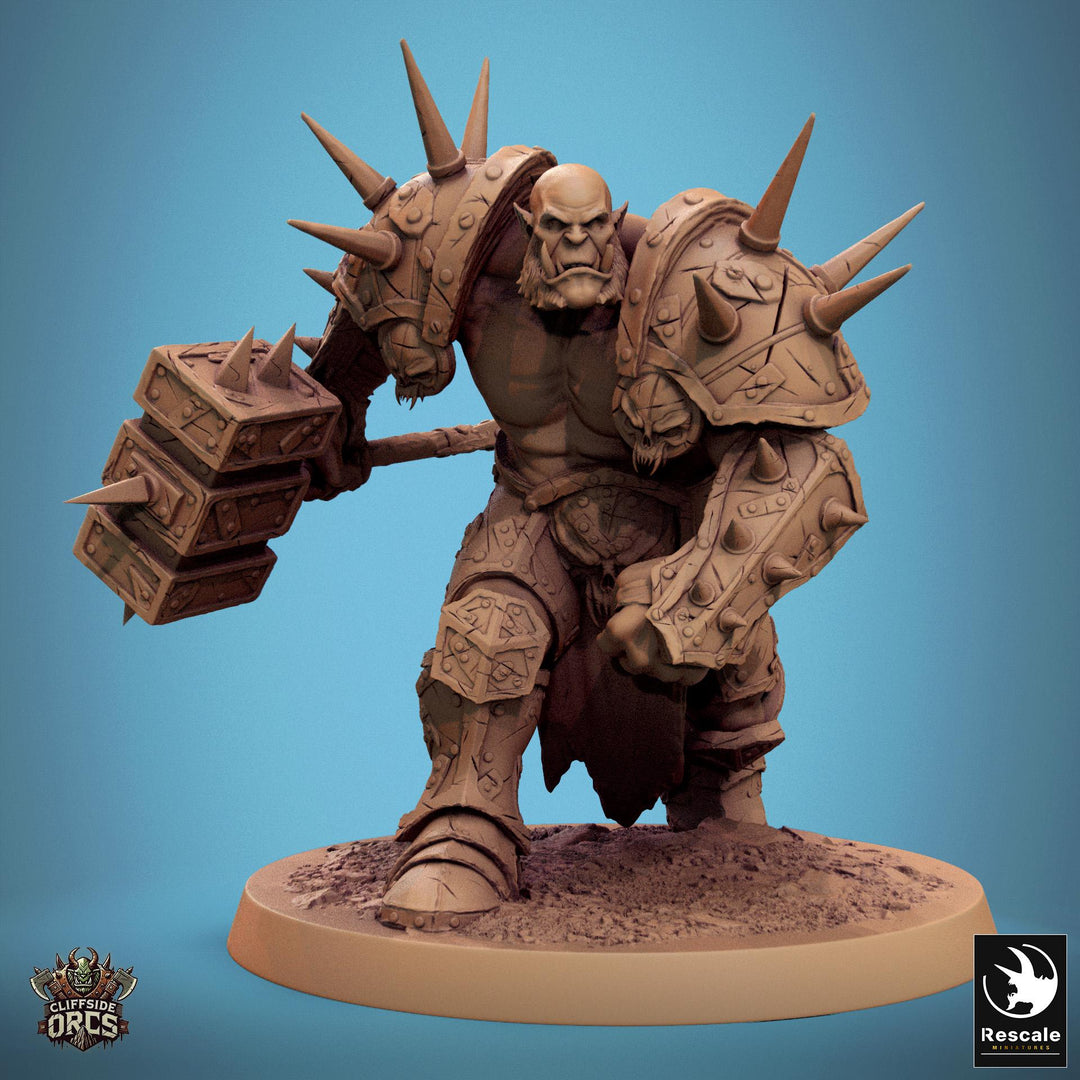 Orc Fighter Barbarian Battle Hammer, Half-Orc | Unpainted Scales: 28mm,32mm ,,54mm,75mm,100mm Megaboss | Dungeons & Dragons 5e |Pathfinder