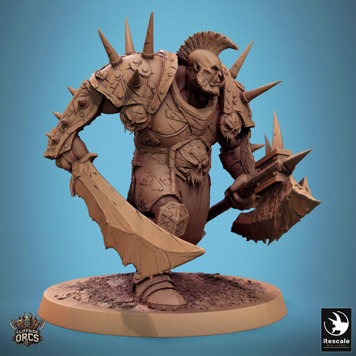 Orc Fighter Barbarian Battle Axe Sword, Half-Orc | Unpainted 28mm,32mm,54mm,75mm,100mm Scales | Megaboss | Dungeons &amp; Dragons 5e |Pathfinder