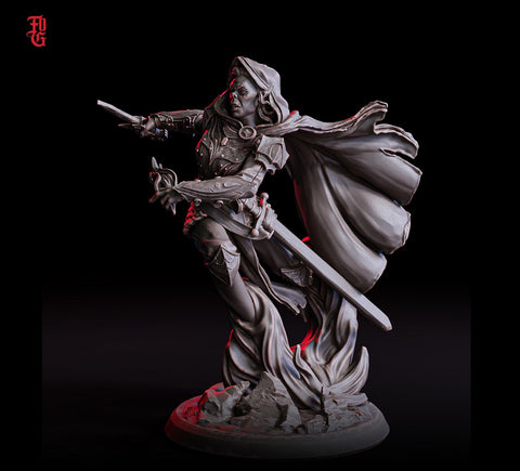 Githyanki Female Fighter Eldritch Knight, Warlock Hexblade PC / NPC | 28mm,32mm,54mm75mm,100mm Scales | Mini D&D Pathfinder |Flesh of Gods