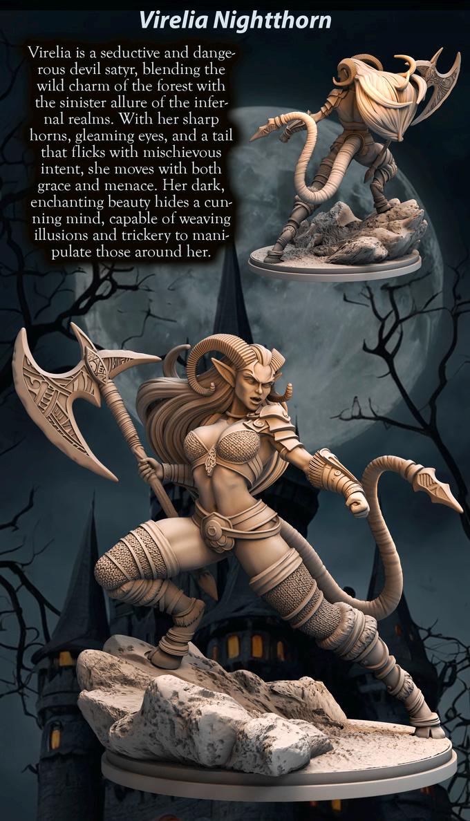 Tiefling Female Barbarian, Fighter, Ranger PC NPC Miniature NSFW Topless versions | 28mm,32mm,54mm,75mm,100mm Scales |Dungeons &amp; Dragons 5e