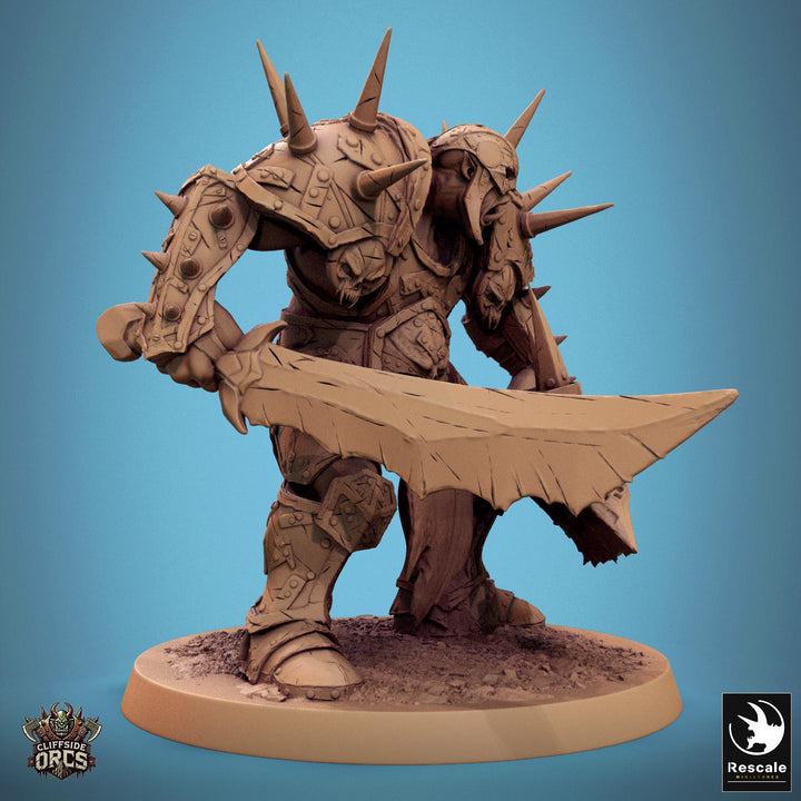Orc Fighter Barbarian Battle Axe Sword, Half-Orc | Unpainted 28mm,32mm,54mm,75mm,100mm Scales | Megaboss | Dungeons &amp; Dragons 5e |Pathfinder