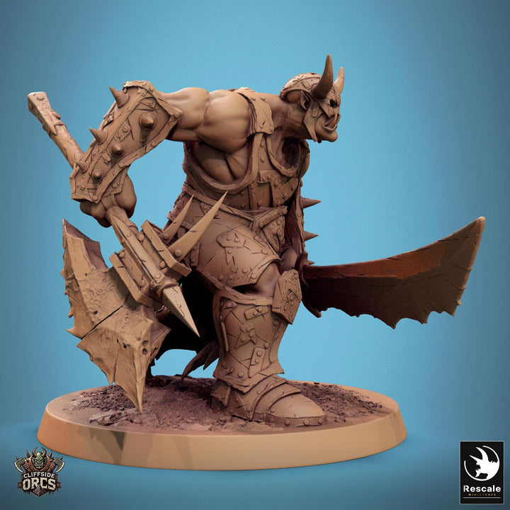 Orc Fighter Barbarian Battle Axe Sword, Half-Orc | Unpainted 28mm,32mm,54mm,75mm,100mm Scales | Megaboss | Dungeons &amp; Dragons 5e |Pathfinder