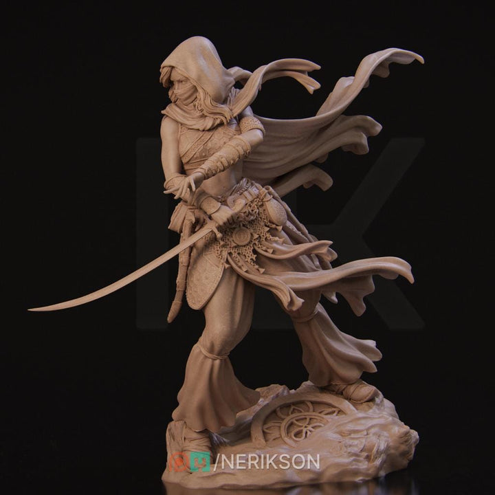 Female Human Rogue Assassin PC / NPC Unpainted Miniature | 28mm, 32mm,54mm,75mm, 100mm Scales | Dungeons and Dragons Pathfinder | NERIKSON