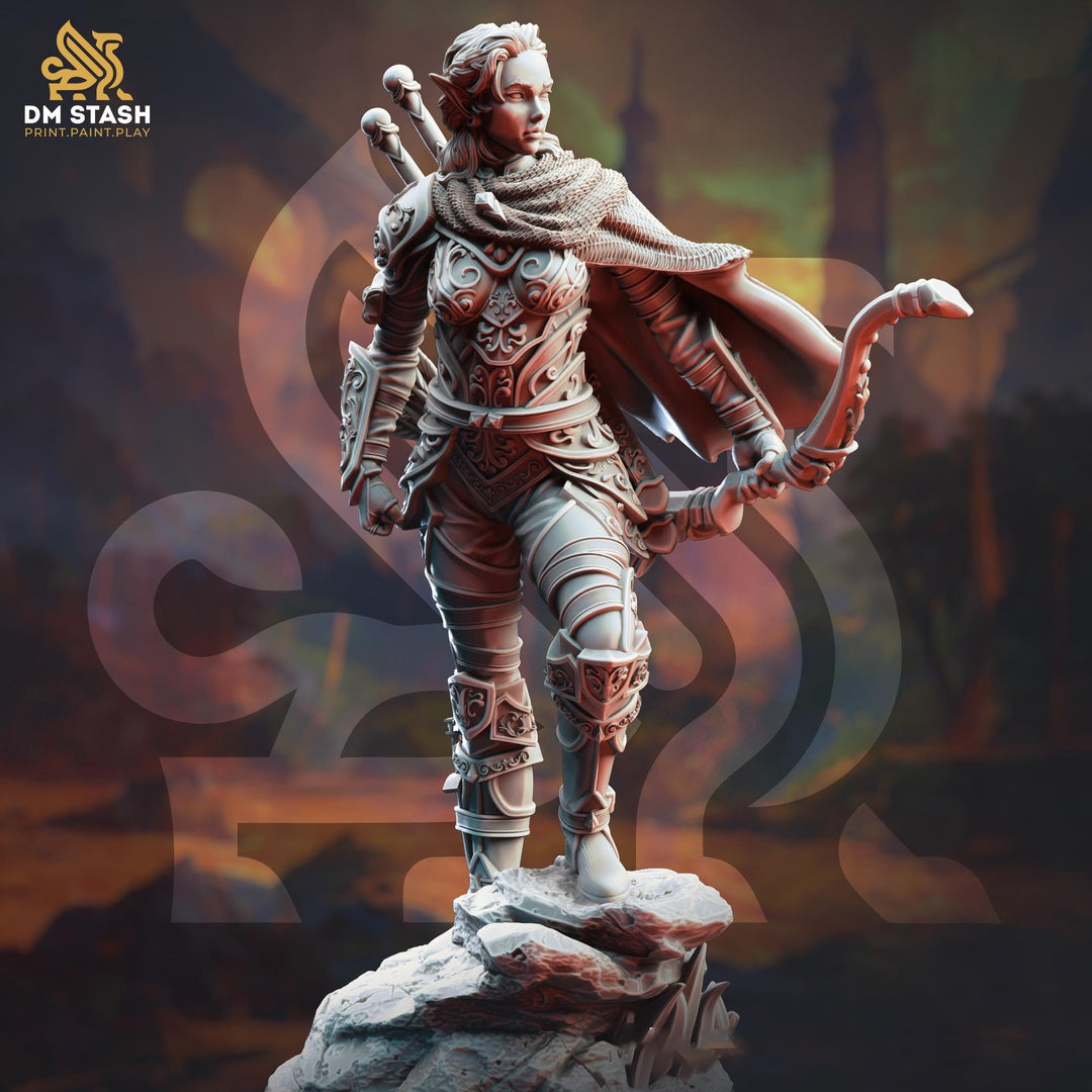 Female Elf Ranger Fighter Sharpshooter, Moon Elf Mini | 28mm,32mm,54mm,75mm,100mm Scale | Resin Dungeons and Dragons D&amp;D 5e | Pathfinder