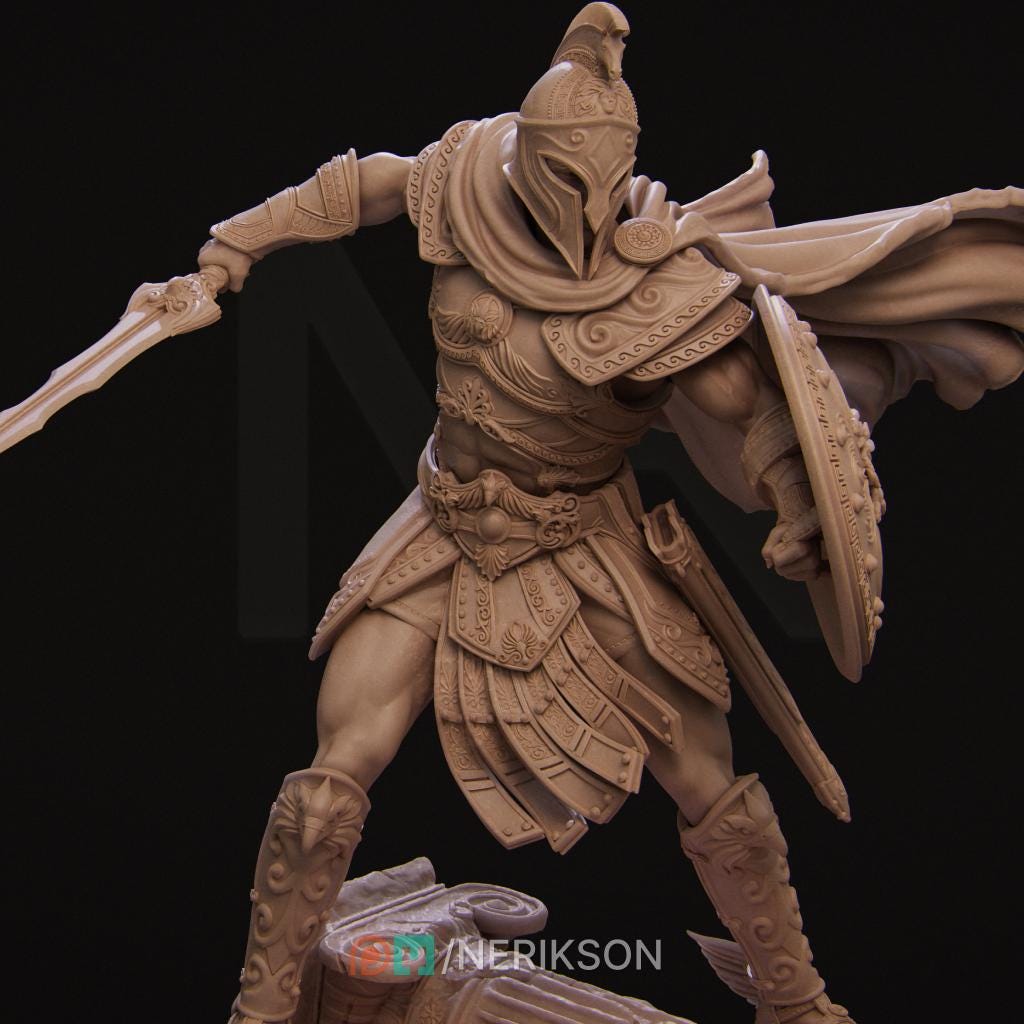 Human Fighter, Perseus PC / NPC Unpainted Miniature | 28mm, 32mm,54mm,75mm, 100mm Scales | Dungeons and Dragons Pathfinder | NERIKSON