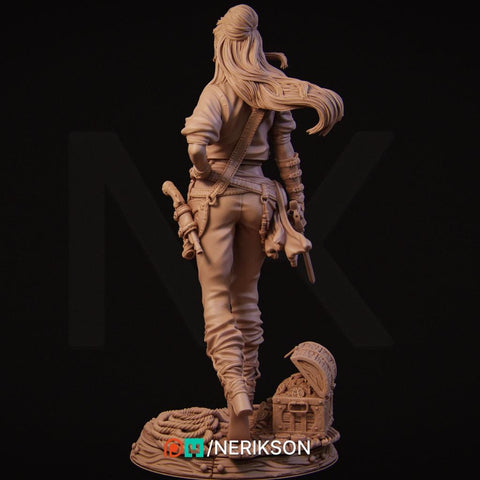 Female Rogue Swashbuckler Pirate PC / NPC Unpainted Miniature | 28mm,32mm,54mm,75mm, 100mm Scales | Dungeons & Dragons Pathfinder | NERIKSON