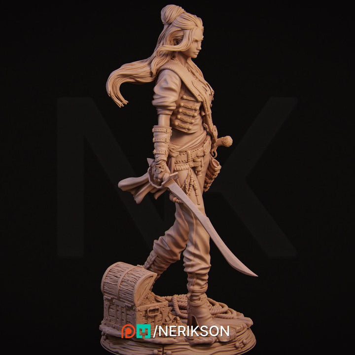 Female Rogue Swashbuckler Pirate PC / NPC Unpainted Miniature | 28mm,32mm,54mm,75mm, 100mm Scales | Dungeons &amp; Dragons Pathfinder | NERIKSON