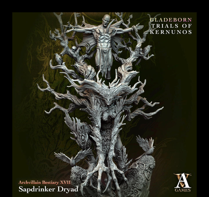 Sap Drinker Dryad, Fey Monster | Large size 50mm Base 140mm tall to top| Mini D&amp;D 5e Pathfinder Figurine | Archvillain Games