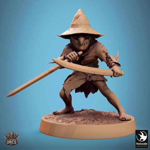Goblin Dual Swords Fighter | D&D 5e UNPAINTED | 28mm, 32mm,54mm,75mm, 100mm scale| Pathfinder | Figure for Painting| Rescale Miniatures