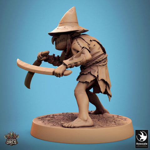 Goblin Dual Swords Fighter | D&D 5e UNPAINTED | 28mm, 32mm,54mm,75mm, 100mm scale| Pathfinder | Figure for Painting| Rescale Miniatures