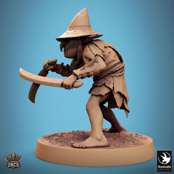 Goblin Dual Swords Fighter | D&amp;D 5e UNPAINTED | 28mm, 32mm,54mm,75mm, 100mm scale| Pathfinder | Figure for Painting| Rescale Miniatures