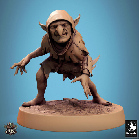 Goblin Fighter | D&D 5e UNPAINTED | 28mm, 32mm,54mm,75mm, 100mm scale| Pathfinder | Figure for Painting| Rescale Miniatures