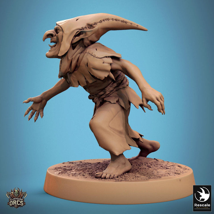 Goblin Shaman Sorcerer | D&amp;D 5e UNPAINTED | 28mm, 32mm,54mm,75mm, 100mm scale| Pathfinder | Figure for Painting| Rescale Miniatures