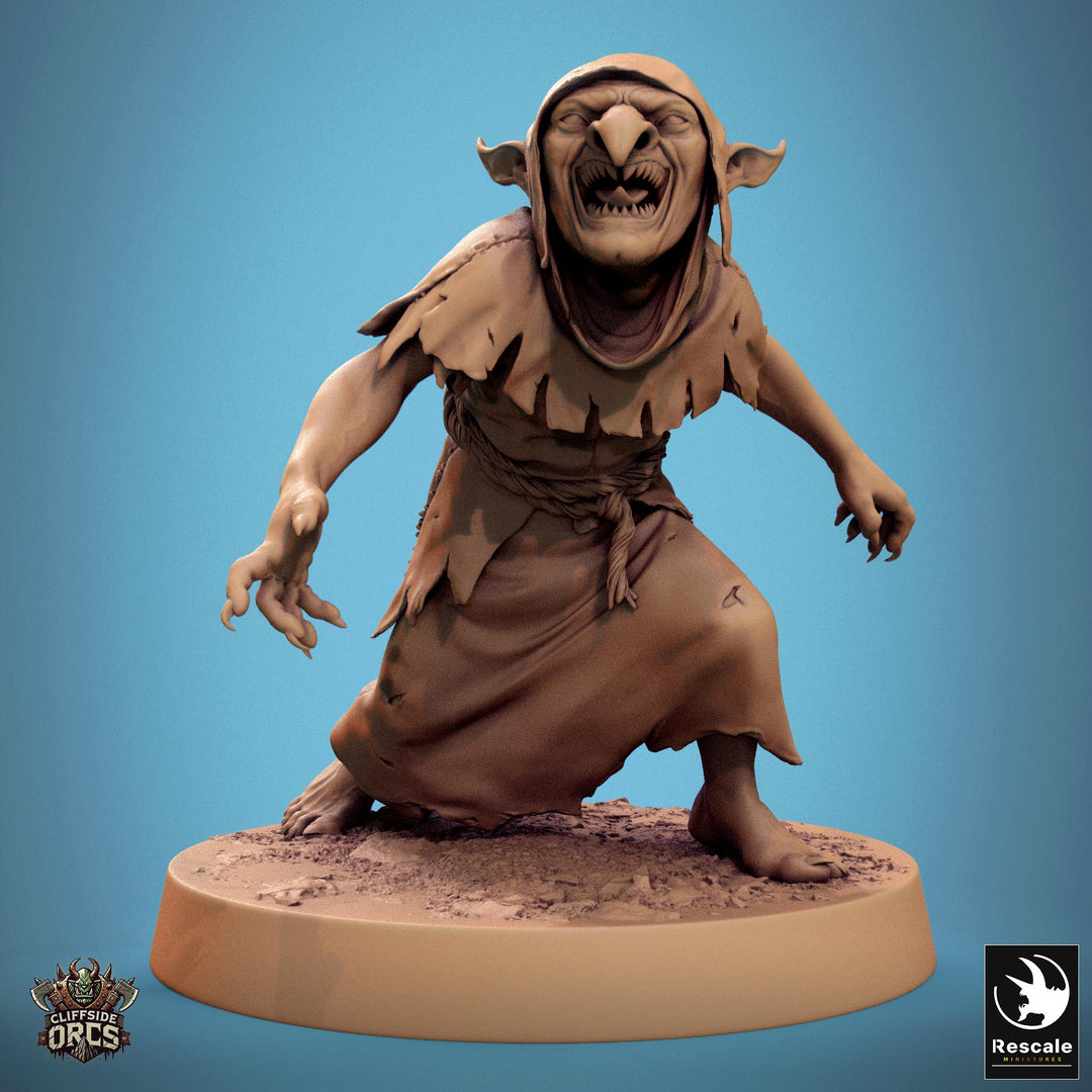 Goblin Shaman Sorcerer | D&amp;D 5e UNPAINTED | 28mm, 32mm,54mm,75mm, 100mm scale| Pathfinder | Figure for Painting| Rescale Miniatures
