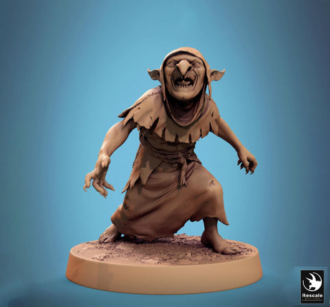 Goblin Shaman Sorcerer | D&D 5e UNPAINTED | 28mm, 32mm,54mm,75mm, 100mm scale| Pathfinder | Figure for Painting| Rescale Miniatures