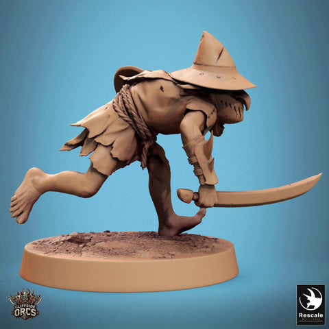Goblin Sword and Shield Fighter | D&D 5e UNPAINTED | 28mm, 32mm,54mm,75mm, 100mm scale| Pathfinder | Figure for Painting| Rescale Miniatures