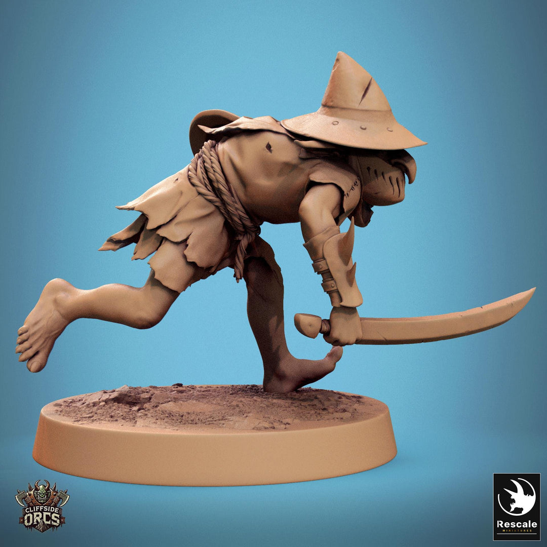 Goblin Sword and Shield Fighter | D&amp;D 5e UNPAINTED | 28mm, 32mm,54mm,75mm, 100mm scale| Pathfinder | Figure for Painting| Rescale Miniatures