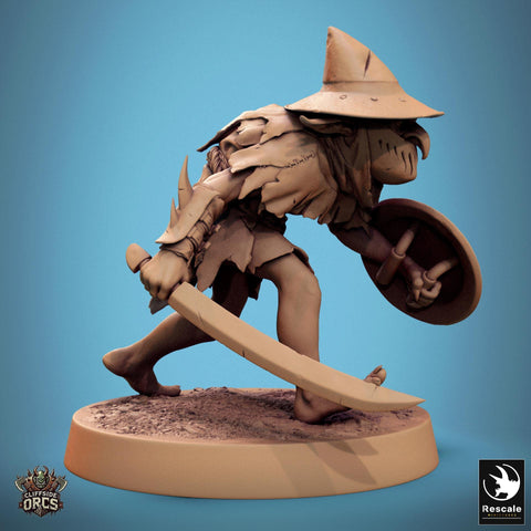 Goblin Sword and Shield Fighter | D&D 5e UNPAINTED | 28mm, 32mm,54mm,75mm, 100mm scale| Pathfinder | Figure for Painting| Rescale Miniatures