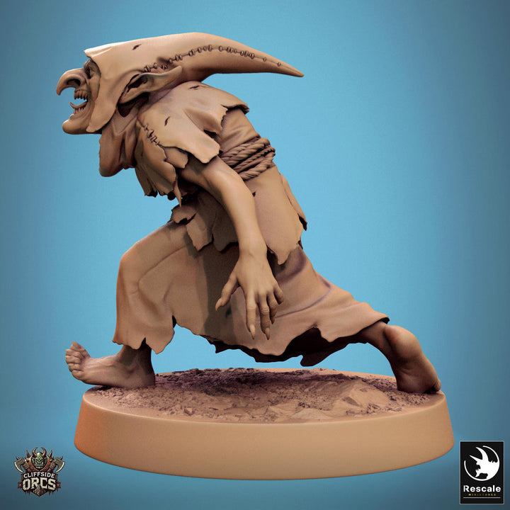 Goblin Shaman Sorcerer | D&amp;D 5e UNPAINTED | 28mm, 32mm,54mm,75mm, 100mm scale| Pathfinder | Figure for Painting| Rescale Miniatures