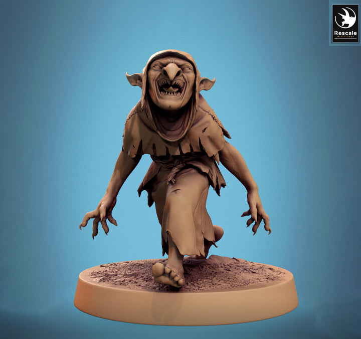 Goblin Shaman Sorcerer | D&amp;D 5e UNPAINTED | 28mm, 32mm,54mm,75mm, 100mm scale| Pathfinder | Figure for Painting| Rescale Miniatures