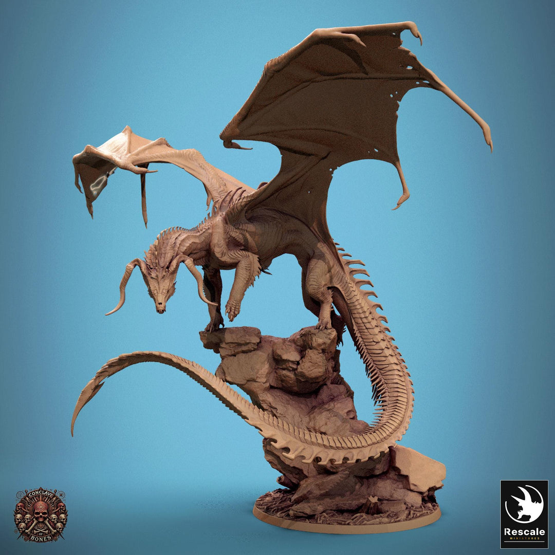Black Dragon (4 sizes) D&amp;D Unpainted Resin Miniature | 282mm Wing Span, 286mm Height | Great gift Dungeons and Dragons 5e Pathfinder |