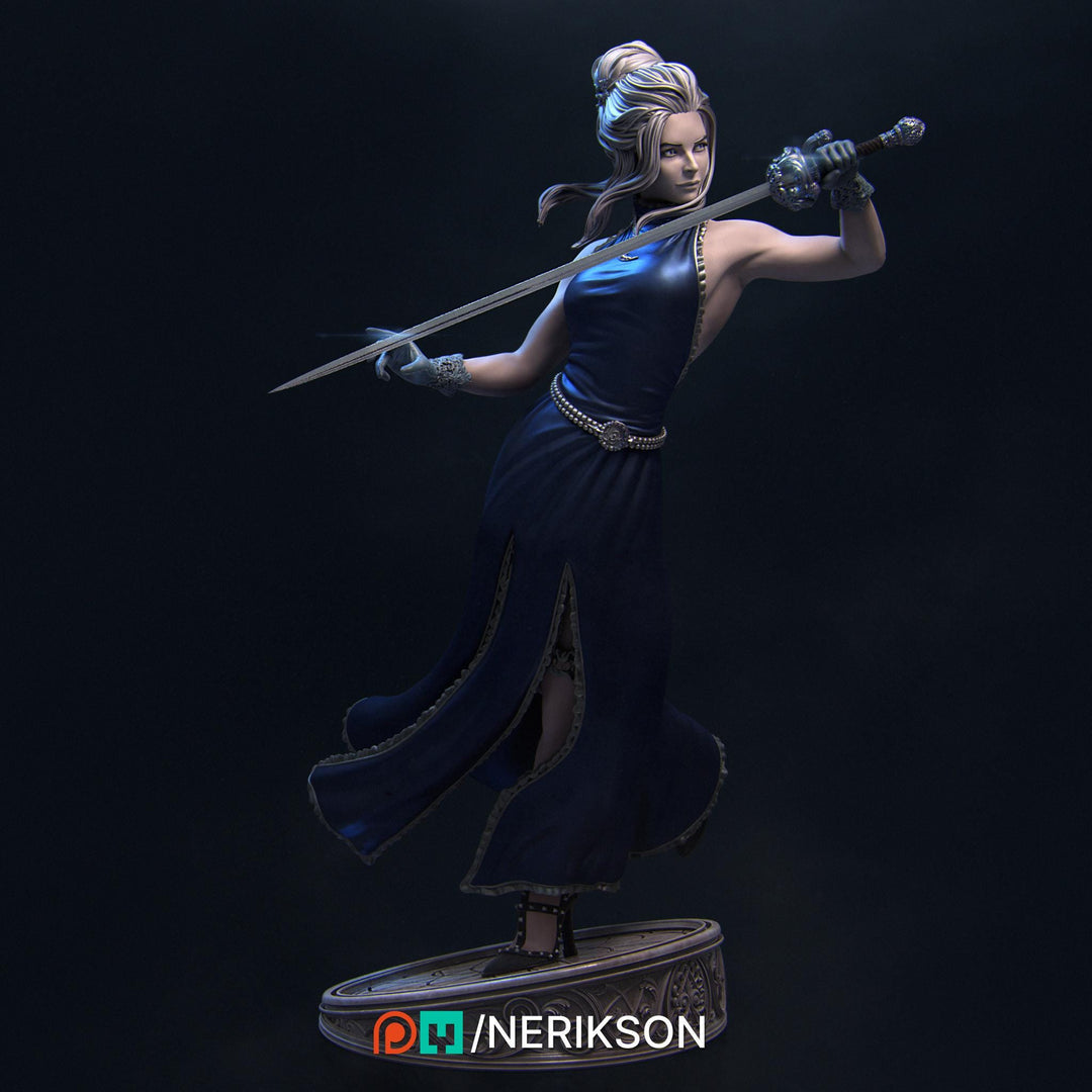 Female Fighter Swashbuckler Duelist PC / NPC Unpainted Mini | 28mm,32mm,54mm,75mm,100mm,140mm Scales | D&amp;D 5s Pathfinder | NERIKSON