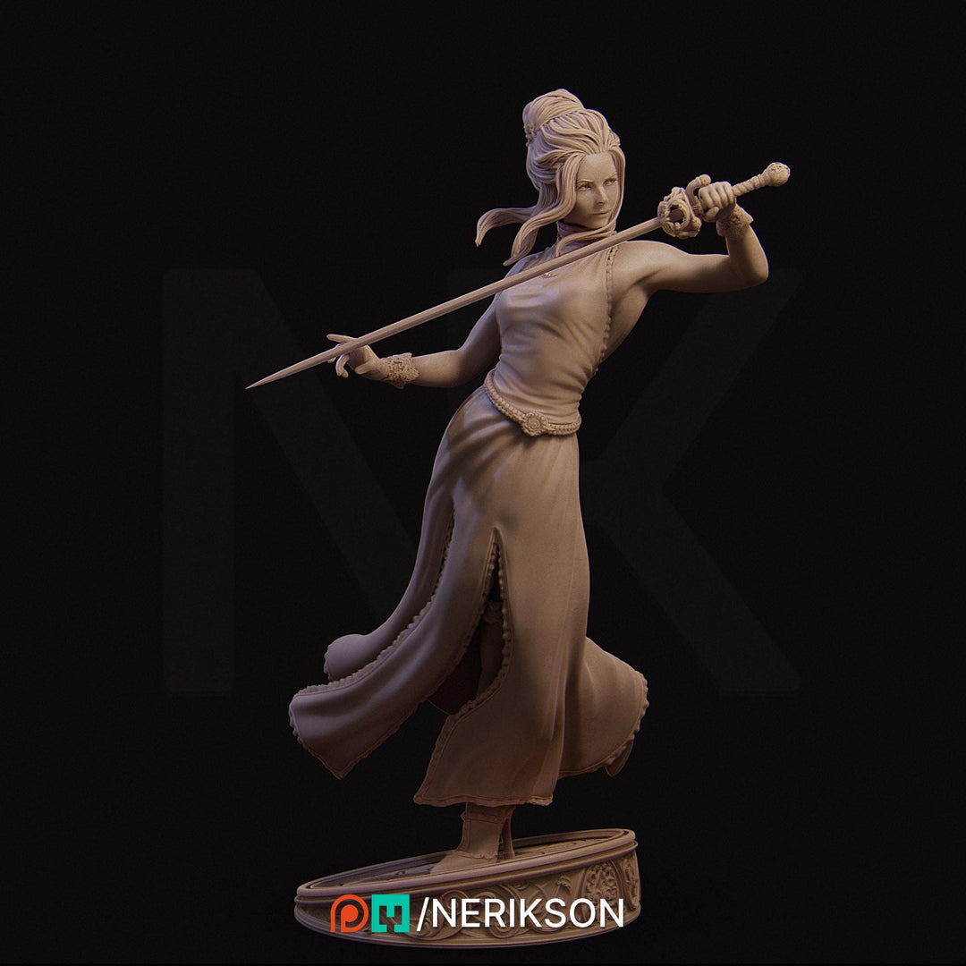 Female Fighter Swashbuckler Duelist PC / NPC Unpainted Mini | 28mm,32mm,54mm,75mm,100mm,140mm Scales | D&amp;D 5s Pathfinder | NERIKSON