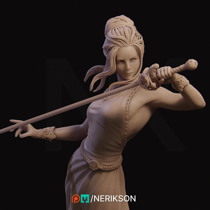 Female Fighter Swashbuckler Duelist PC / NPC Unpainted Mini | 28mm,32mm,54mm,75mm,100mm,140mm Scales | D&amp;D 5s Pathfinder | NERIKSON